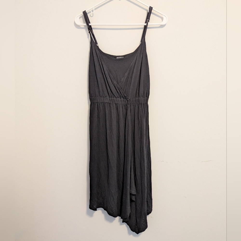 Theory black sleeveless mini summer dress gathered in front size small